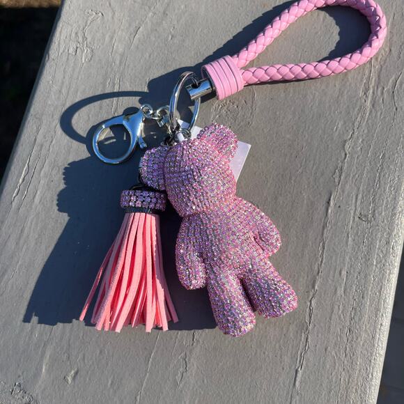 Pink Rhinestone Bear Keychain with Tassel NWT - Picture 6 of 6